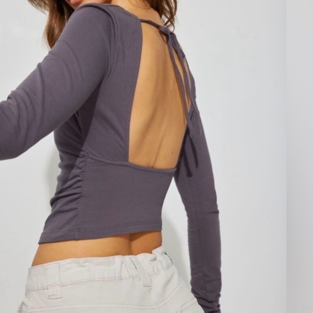Garage Open-Back Grey Crop Top